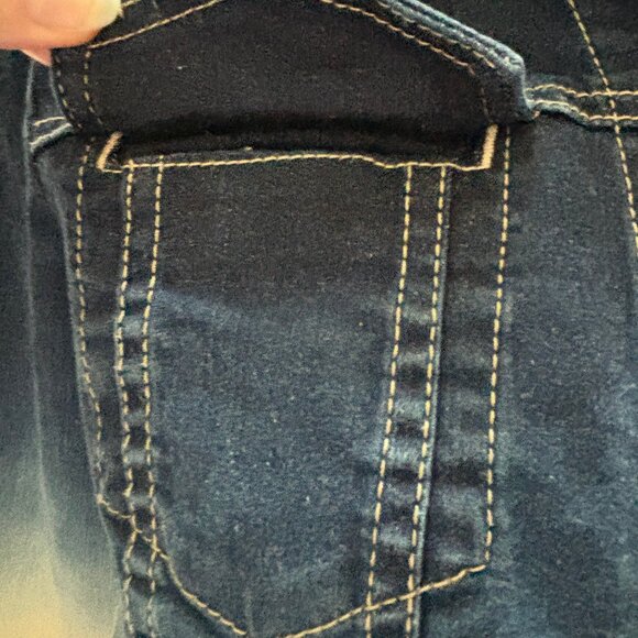 Chico's Platinum Cropped Denim Jacket, Size 1 (S, 8-10) , Blue fades to Ivory - Picture 4 of 6